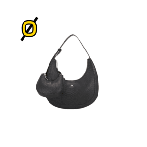 Women Black Classic Elegant Business Casual Snake Skin Crescent Handbag 2 pieces